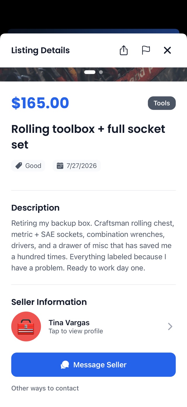 A marketplace listing detail