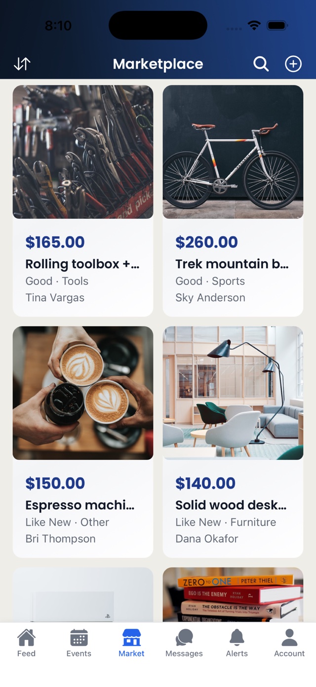 Marketplace listings from coworkers