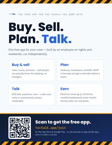 Bulletin flyer — Buy. Sell. Plan. Talk.
