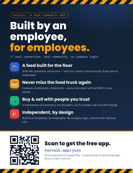 Bulletin flyer — Built by an employee, for employees